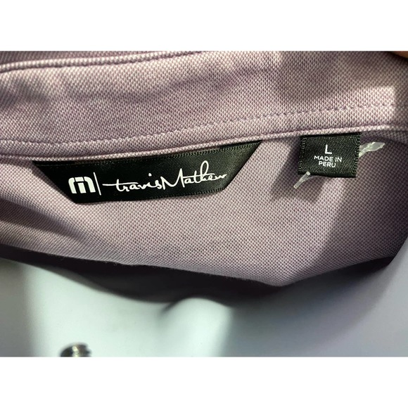 Travis Matthew Mens Shirt Large Purple Stripe Polo Short Sleeve - Picture 3 of 12